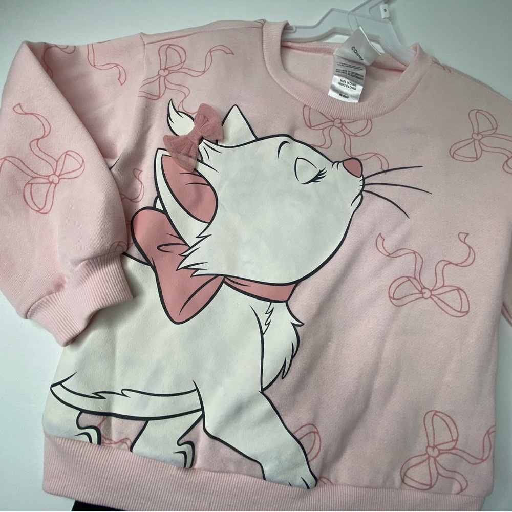 Disney Classic Matching Set Pastel Pink Graphic Sweater Kids Girls Size 5 - Picture 2 of 8